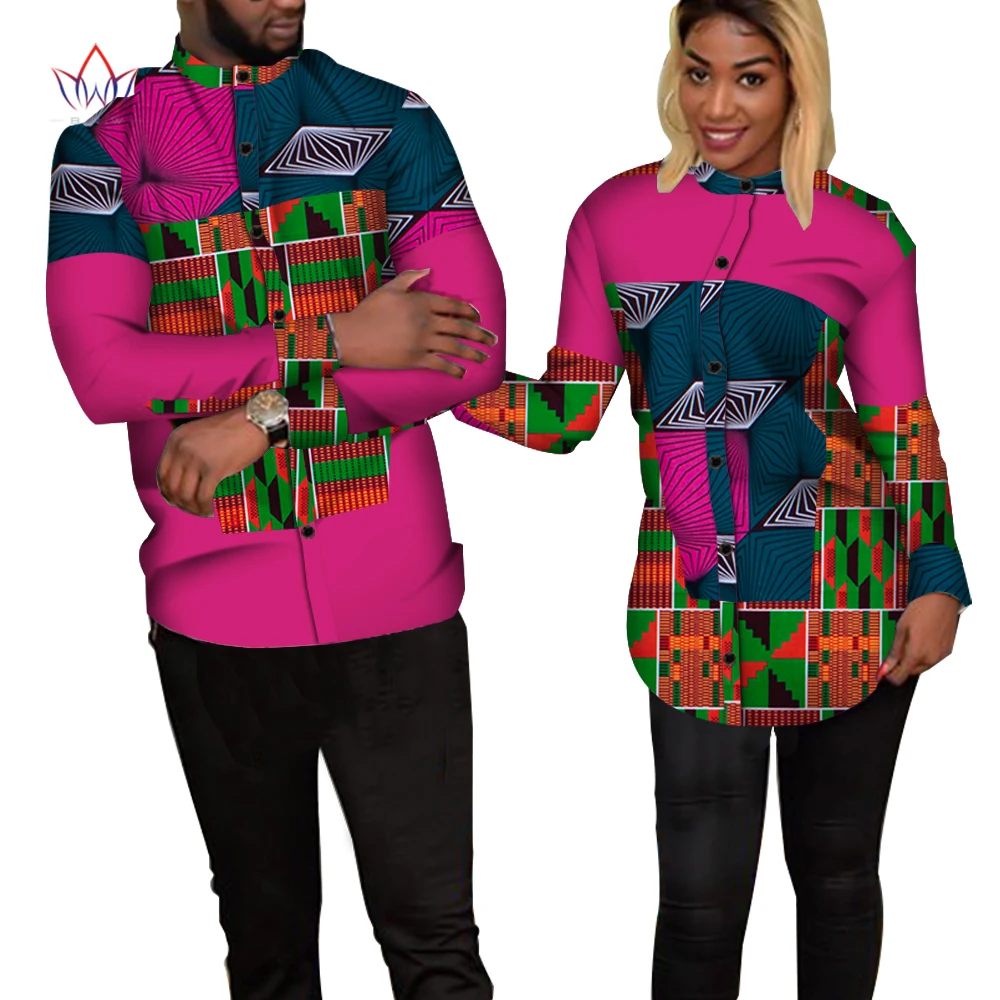 Bazin Riche одежда для пар Женская и Мужская Лоскутная рубашка с принтом африканская