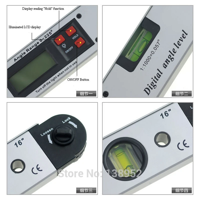 Цифровой углоискатель 400 мм 16 дюймов цифровой транспортир уровень цифрового