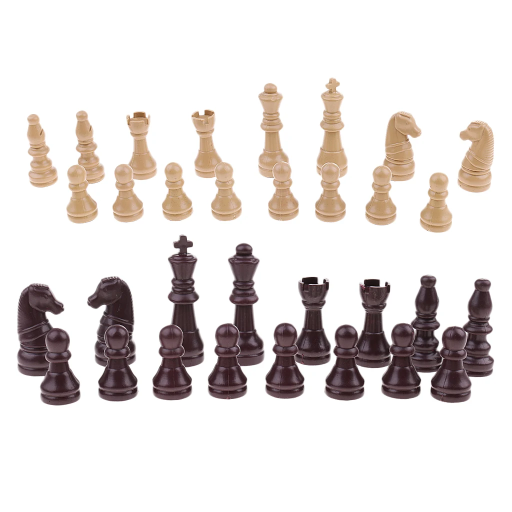 Пластиковые шахматные фигурки сменные Chessmen пешки для настольных игр 32 шт. полный