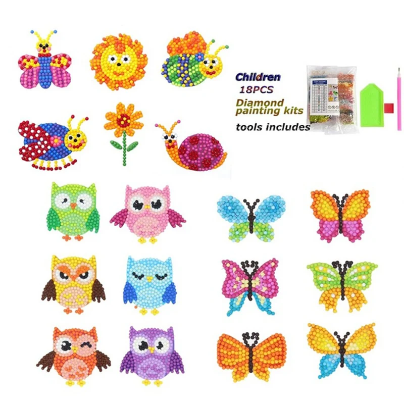 

5D DIY 18PCS Diamond Painting Kits for Kids Stickers and Adult Beginners Paint with Diamonds Kits Arts Crafts Easy to Paint