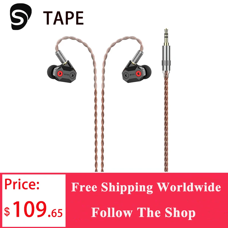 

SHUOER TAPE 10MM High-Performance Nanotechnology Low Voltage Electrostatic Driver in-Ear Earphone With Detachable MMCX Cable
