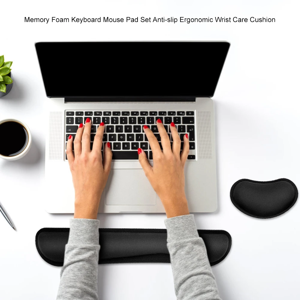 

Keyboard Wrist Rest Pad Wrist Rest Mouse Pad Memory Foam Superfine Fibre Durable Comfortable Mousepad for Office Gaming