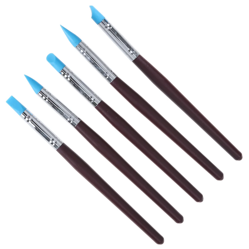 

5pcs Artist Paint Brush Set Colorful Professional Silicon Brushes Blender for Painting Masking Fluid Clay Molding (Dark Red)