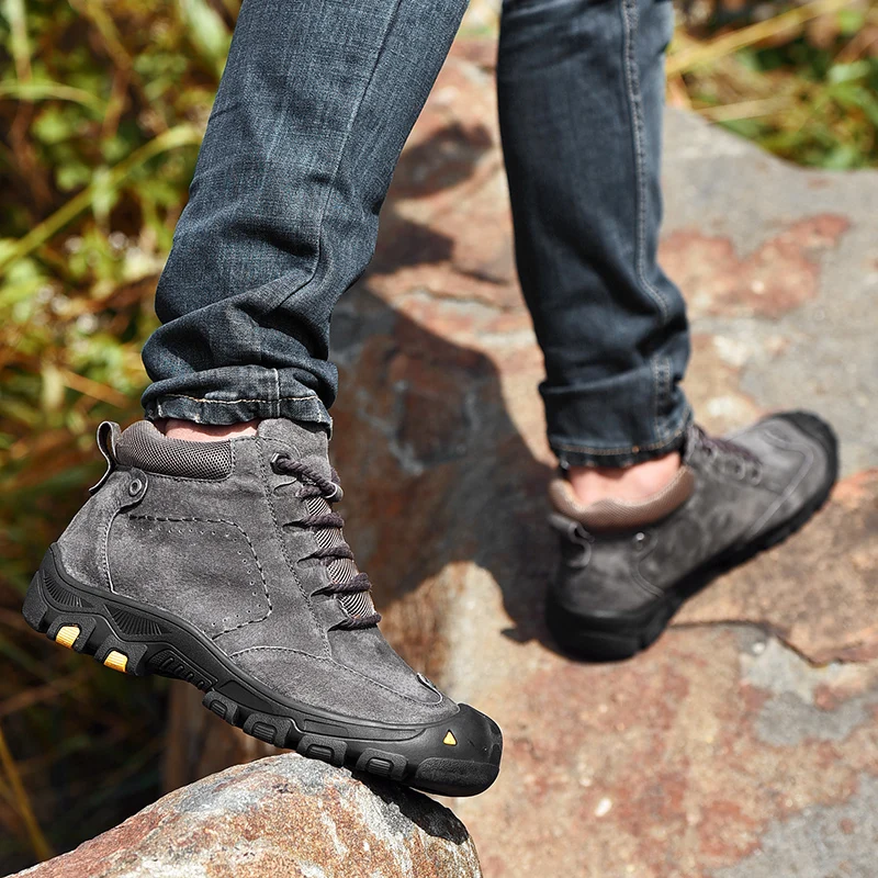 Мужские зимние защитные рабочие ботинки теплые плюшевые меховые мужские с