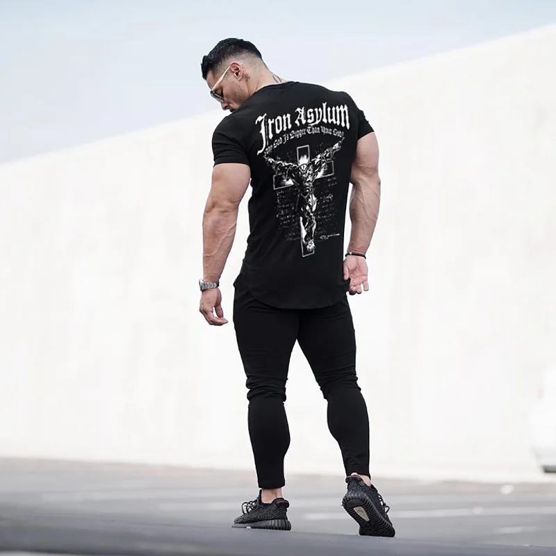 Мужская Летняя мода Фитнес Футболки для занятий спортом на открытом воздухе бега