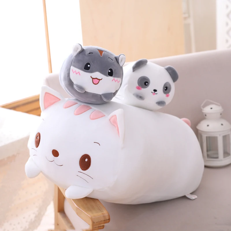 

Cartoon Fat Pig Elephant Cow Hamster Panda Cat Bear Dinosaur Plush Toy Stuffed Soft Animal Pillow Back Cushion Gifts for Girls
