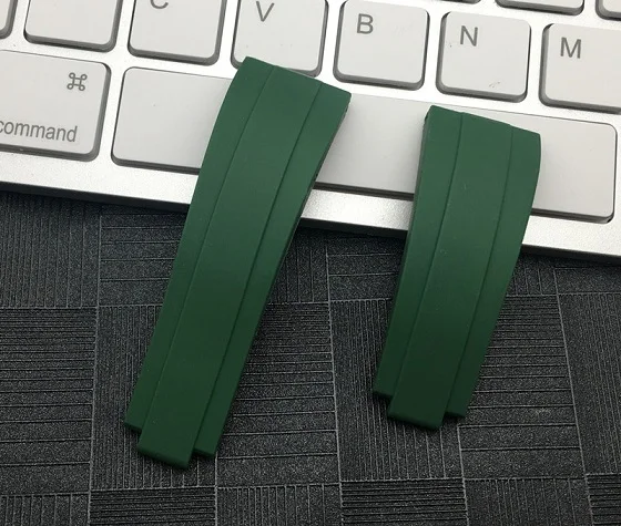 20mm green strap 20 мм 21 мм натуральное Силиконовое резиновое кольцо для часов наивысшего качества ремешок для ролевых ремней Submariner Daytona GMT OYSTERFLEX Часы инструменты - Цвет ремешка: 20mm green strap