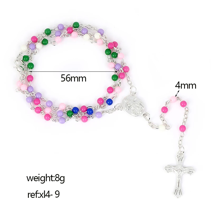 

Jesus Christ Cross Pendant Necklaces Alloy Bead Long Chain Mens Women Virgin Mary Christian Fashion Jewelry Rosary Necklace