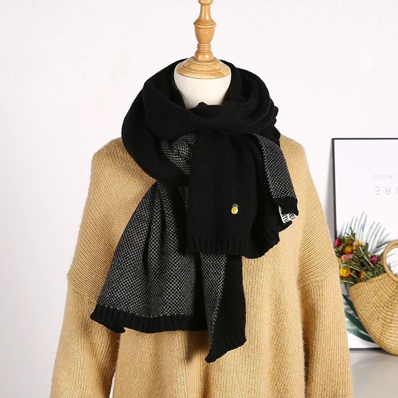 Зимний шерстяной вязаный шарф теплый мягкий женский сохраняющий тепло Bufandas Cachecol