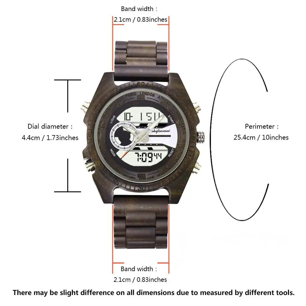 Shifenmei старинные натуральные Цифровые мужские часы, светодиодный дисплей, гравировка, деревянные светящиеся ручные часы для мальчиков, Брен... от AliExpress WW