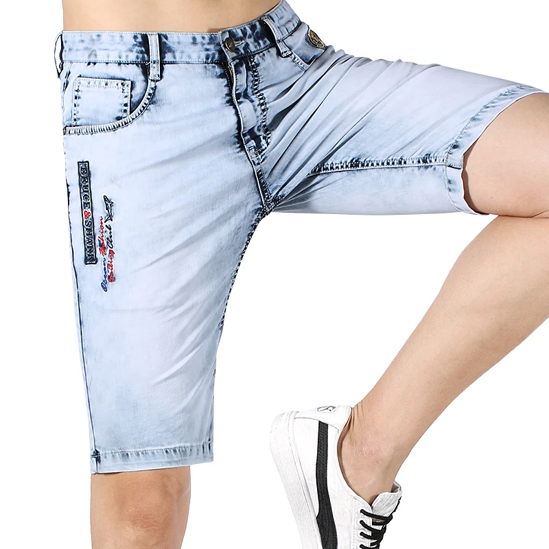 Джинсы мужские прямые с вышивкой брюки из денима тонкие смягчающие хлопковые