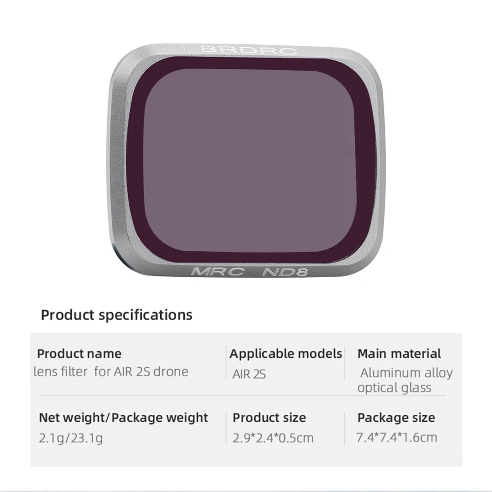 

3pcs ND8/CPL/UV Waterproof Lens Aluminum Frame Filter Sets for DJI Air 2S Kit Professional Drone Gimbal Camera Accessorie