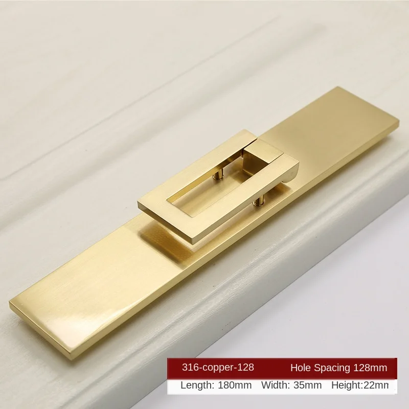 316-C.C.128mm JD New Chinese Zinc Alloy Door Wardrobe Brushed Brass Door Handle Gold Cabinet Drawer Door Handle Furniture Handle Hardware - Color: 316-C.C.128mm