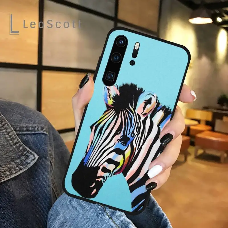 

Colorful zebra stripes Phone Case For Huawei honor Mate P 9 10 20 30 40 Pro 10i 7 8 a x Lite nova 5t Soft silicone Funda