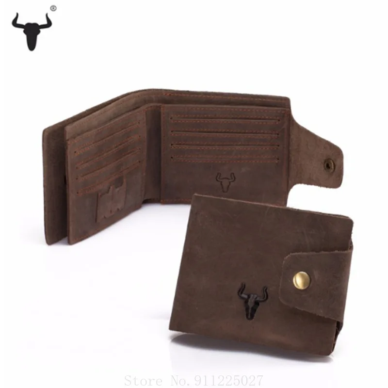 

Men's first layer cowhide wallet Vintage style short wallet Coin Hasp Purse Money Bag Multi-card case