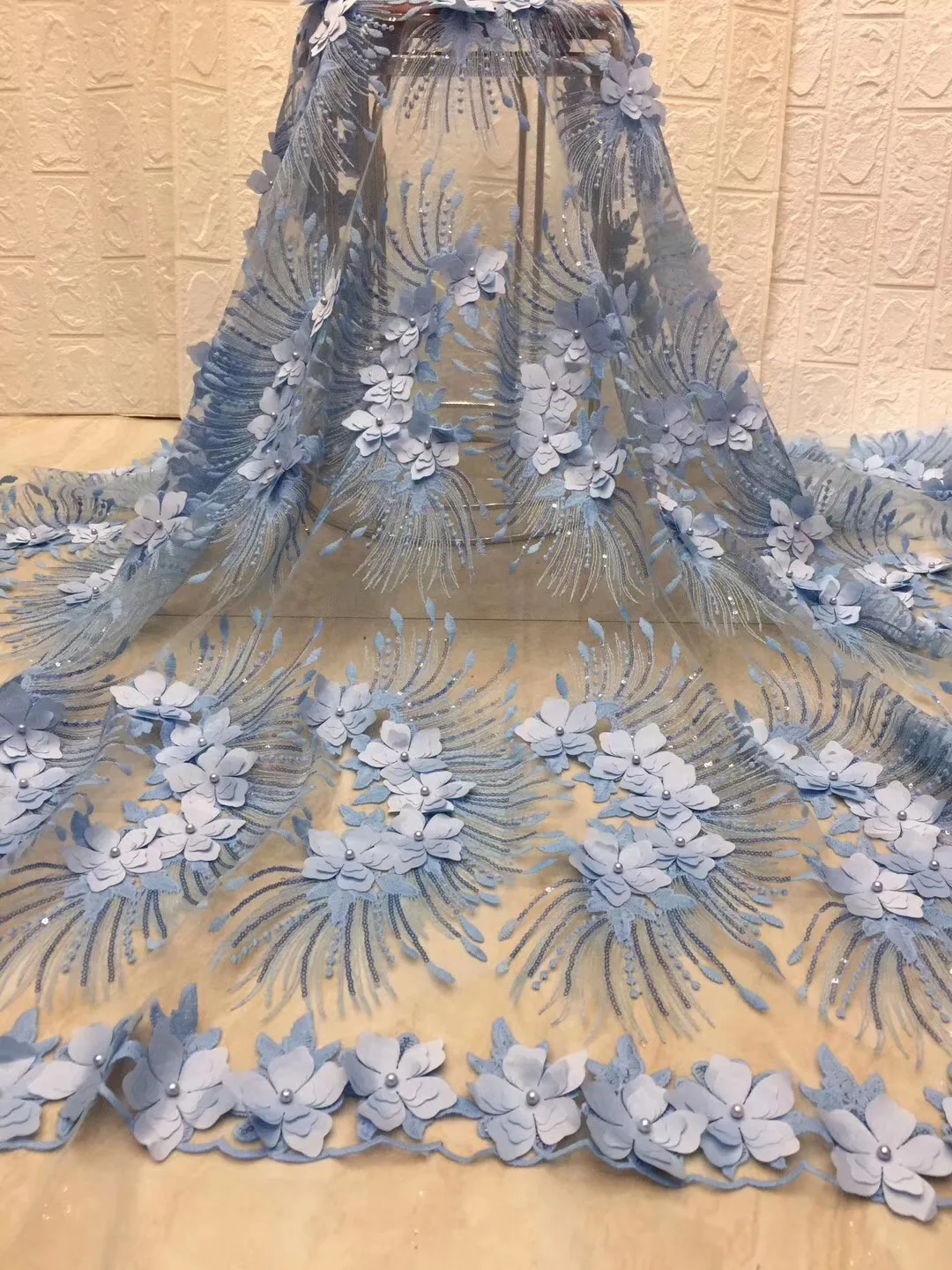 

Nigeria Lace Fabric For Wedding High Quality Tulle Lace Fabrics 2021 African Net Lace French Sequins Fabric Wedding