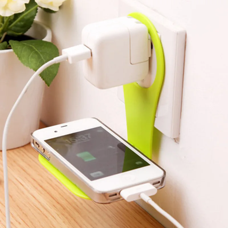 

1PC Charging Holder Wall Hanger Charger Adapter Hanging Stand Folding Mobile Phone Cell Phone Hook Bracket Support Charge Hanger