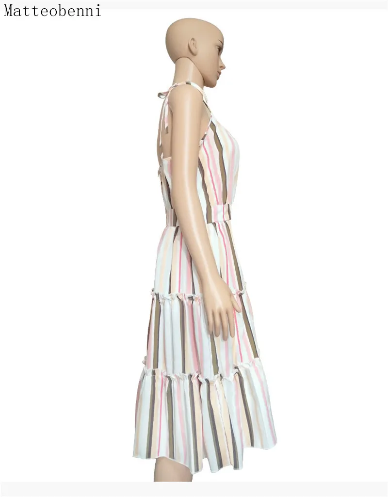 Модный Повседневный Сарафан с рюшами женское пляжное платье оборками миди без