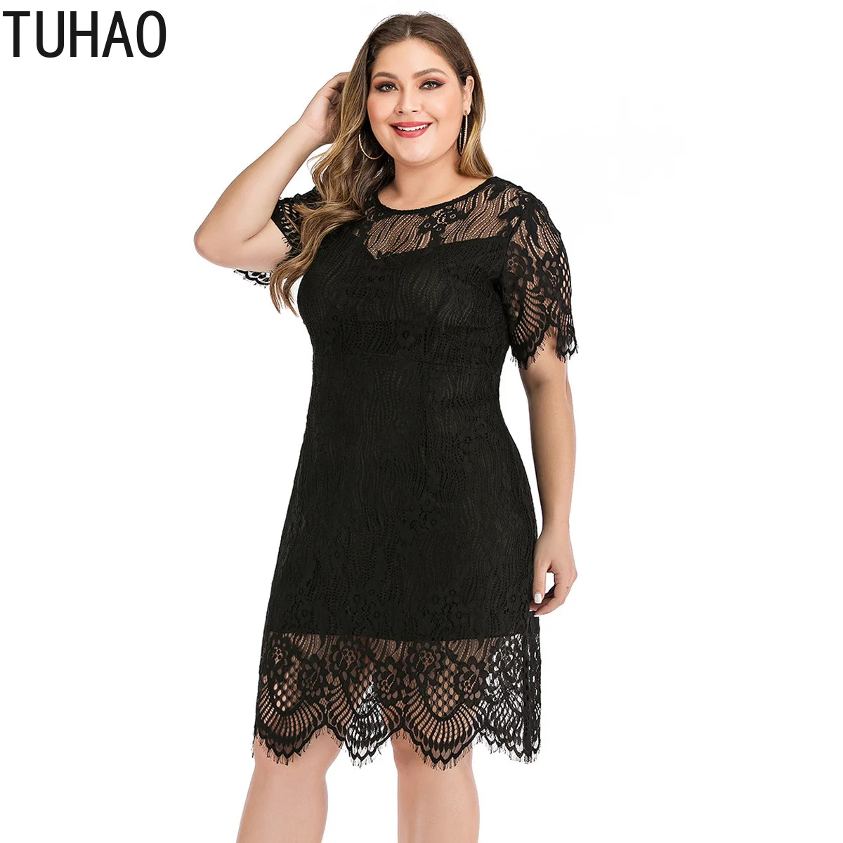 Женское вечернее платье TUHAO Черное Кружевное Платье для ночного клуба большие