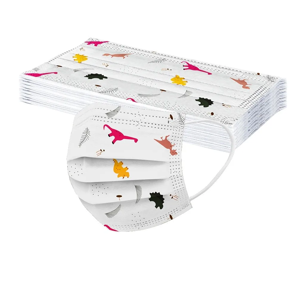 10 шт. одноразовая маска детская динозавра для лица Пылезащитная 3-слойная