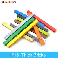 10pcs diy building blocks 1x16 dots thick figures bricks educational creative size compatible with brands toys for children 2465