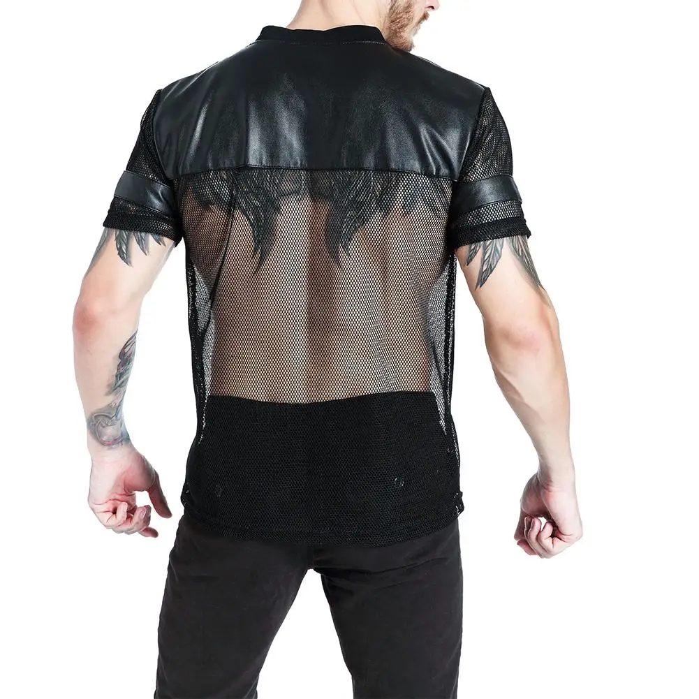 Футболка мужская Прозрачная с коротким рукавом и V образным вырезом|Мужские