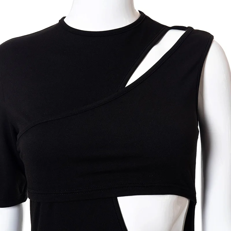 

Design Solid Sleeveless Sundress Cut Out Slim High Waist Summer Dress 2021 Side Open Bodycon Dresses for Women Streetwear