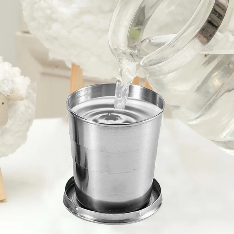 Нержавеющая сталь Складная чашка с брелком Портативный Выдвижной