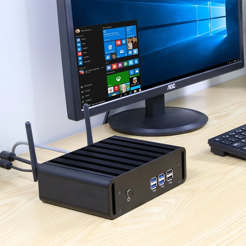 Мини ПК без вентилятора Intel Core i7 7500U i5 7200U i3 7100U Windows 10 DDR3L ОЗУ mSATA SSD 4K UHD HDMI VGA Wi Fi Gigabit