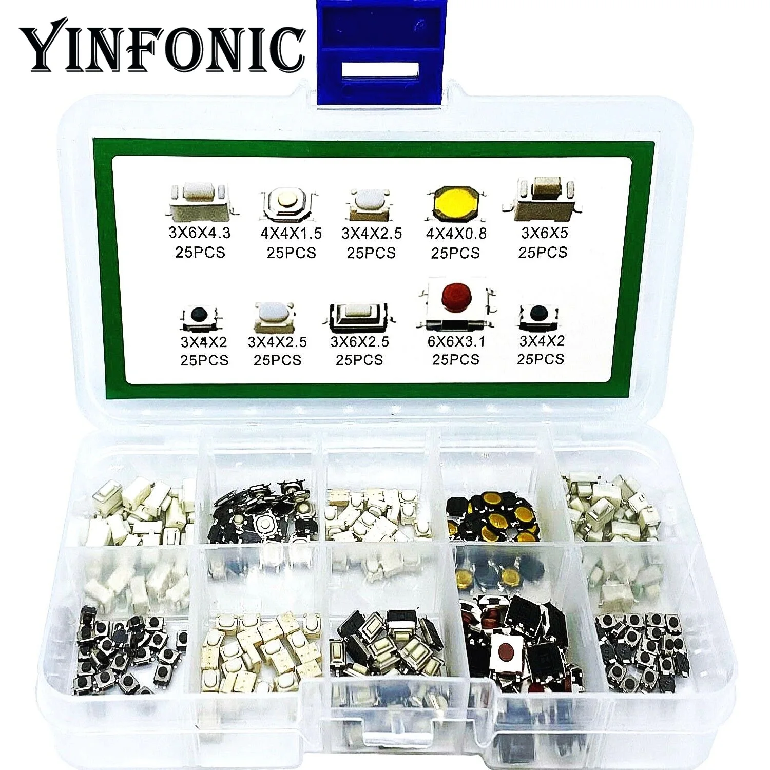 10 значений x25pcs SMD тактовый переключатель микропереключатель 2*4 3*6 4*4 6*6 комплект