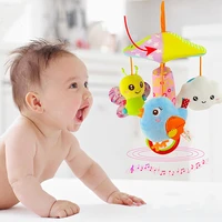 2019 newborn toys baby mobile bed hanging toddler stroller toys cute plush animal hand bell appease rotating wind chime gift