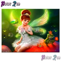 5d cartoon girl and frog prince diamond painting cross stitch squareround embroidery rhinestone picture home decoration gift
