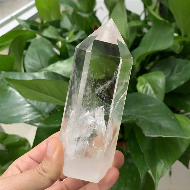 

Wholesale prices 300-400g Carved natrual clear quartz wand reiki healing crystals point energy tower for home decor