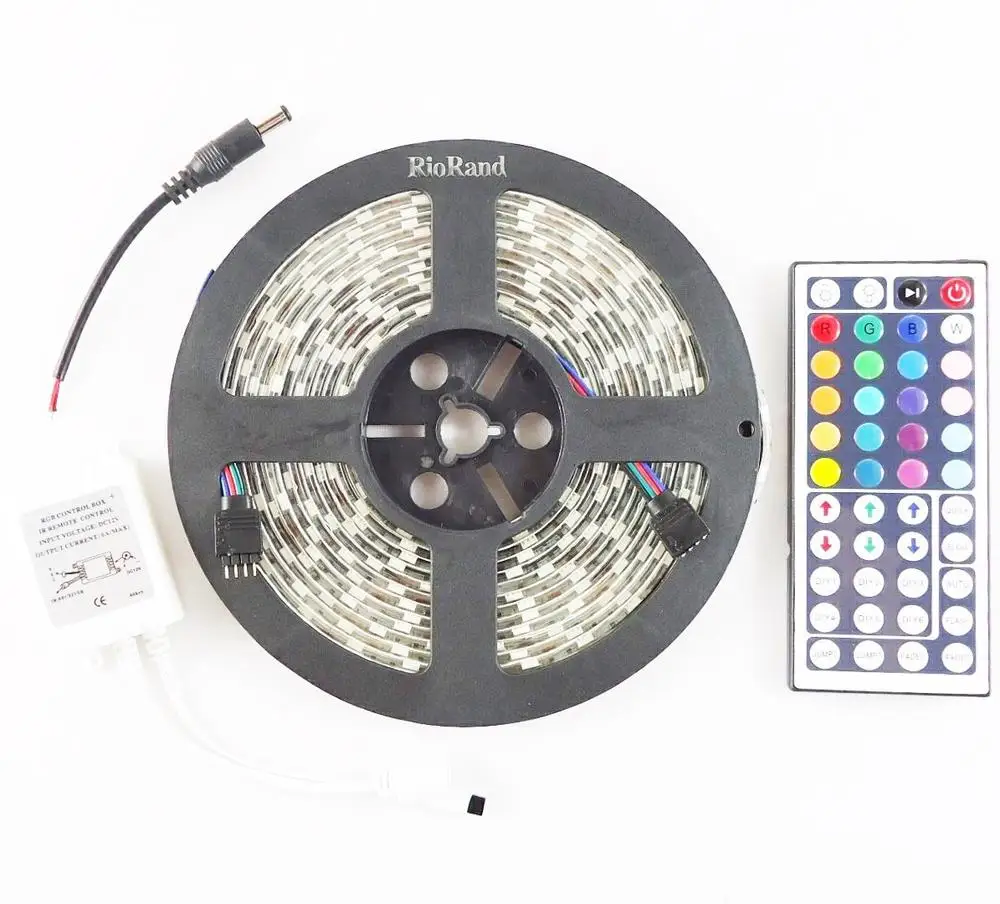 

5050 футов Smd 300 водонепроницаемый светодиодов Rgb Гибкая светодиодная полоса освесветильник комплект лампы + 44 клавиши ИК пульт дистанционного управления цвет RGB