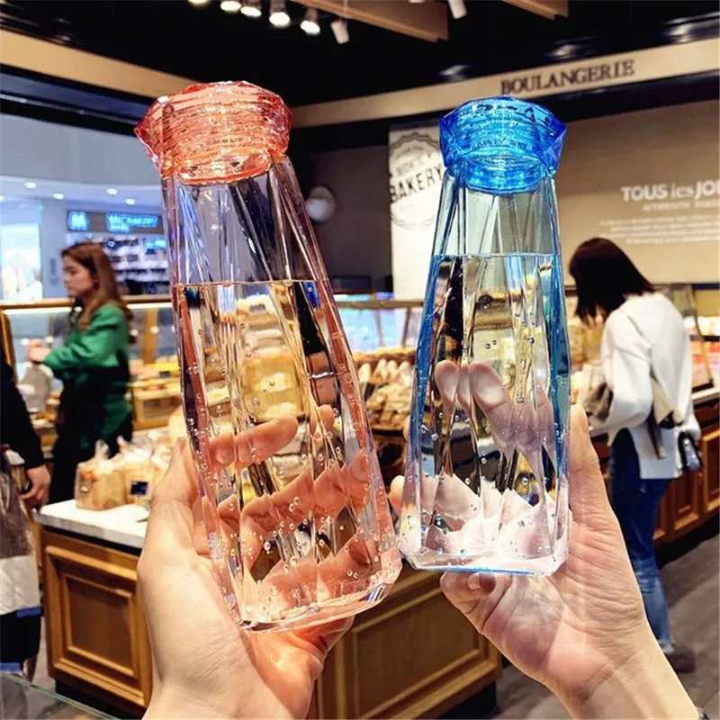 

Glass Water Bottle Colorful Crystal Diamond Couple Cup Creative Gift Cute Crystal Water Bottle Easy to Carry Unisex Water Bottle