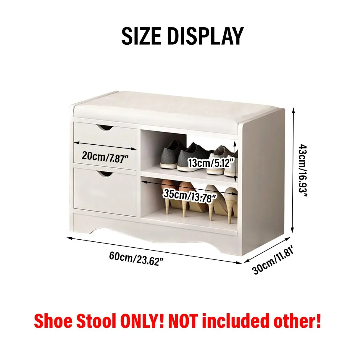 

Shoe Cabinet Multifunctional Wooden Shoes Storage Rack Stool Cabinet Padded Seat Shoes Organizer Home Furniture 60x30x43cm