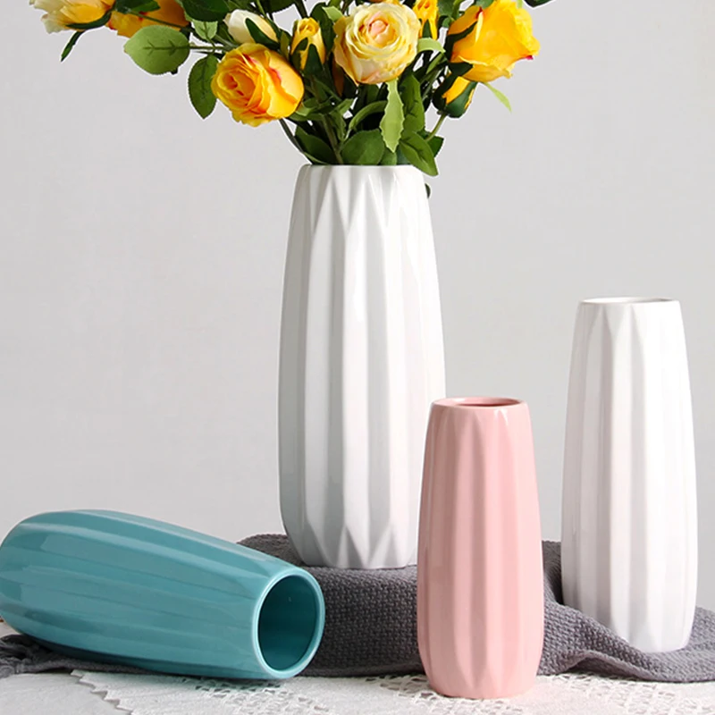Керамическая ваза ins в скандинавском стиле белая Маленькая с сушеными цветами