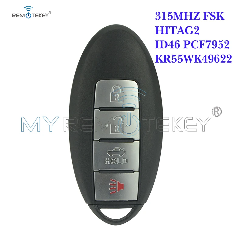Смарт-ключ Remtekey вход без ключа 3 кнопки KR55WK49622 315 МГц FSK HITAG-2 ID46 PCF7952 для Nissan |