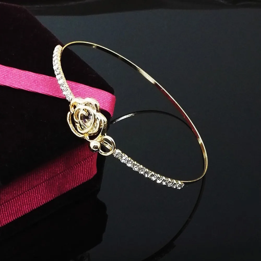 Женский элегантный браслет с цветком розы и кристаллами новинка модная женская