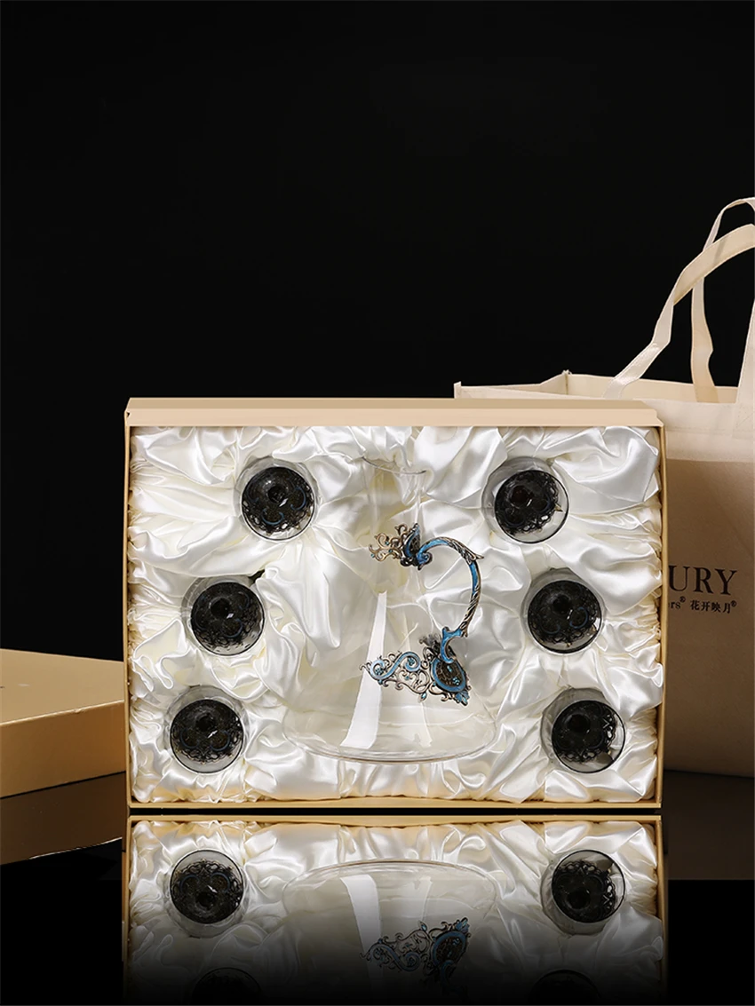 

Europe Enamel Wine glasses Decanter sets Retro goblet Lead-free Crystal cups champagne glasses Wedding glasses Home drinkware