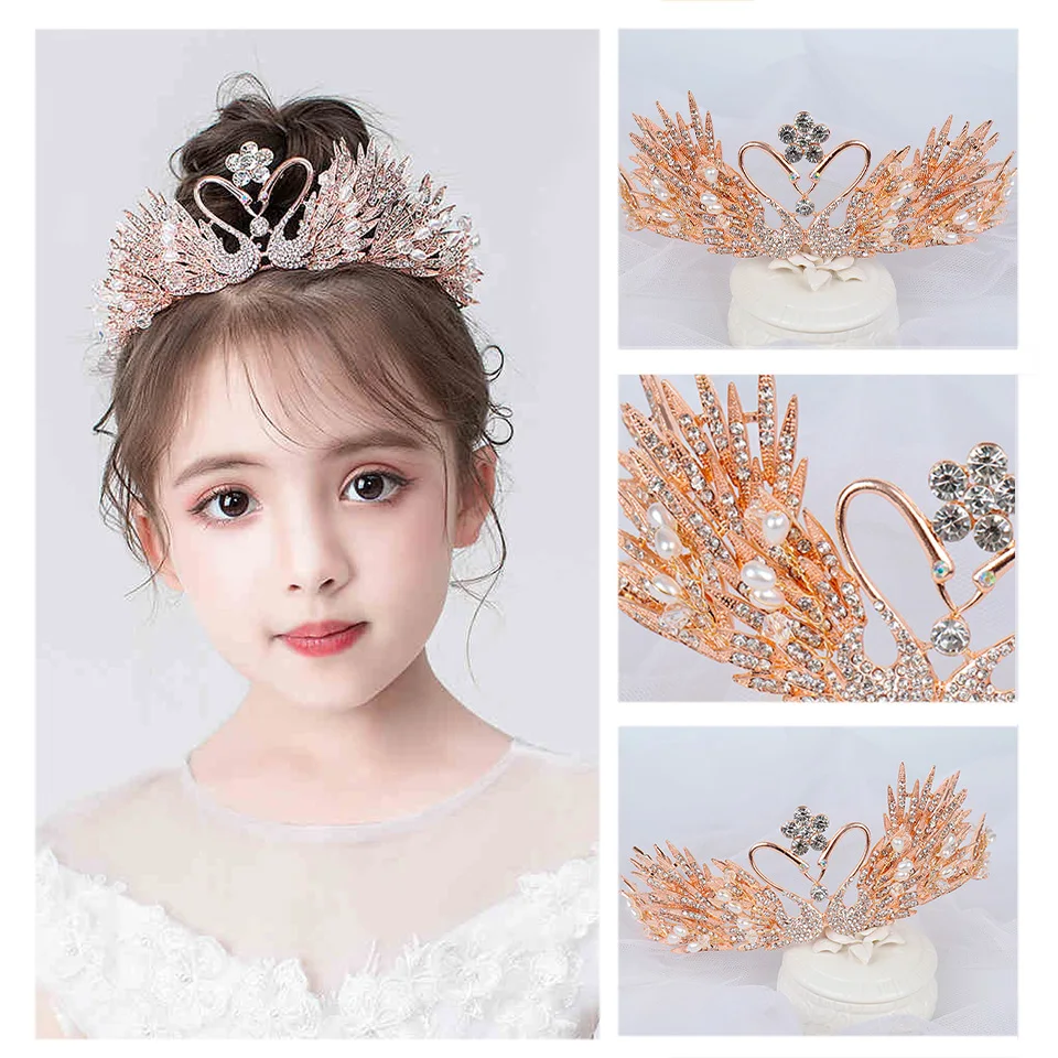 Лебедь Серебряный Цвет Кристалл Свадебная Корона тиара невесты повязки Новый