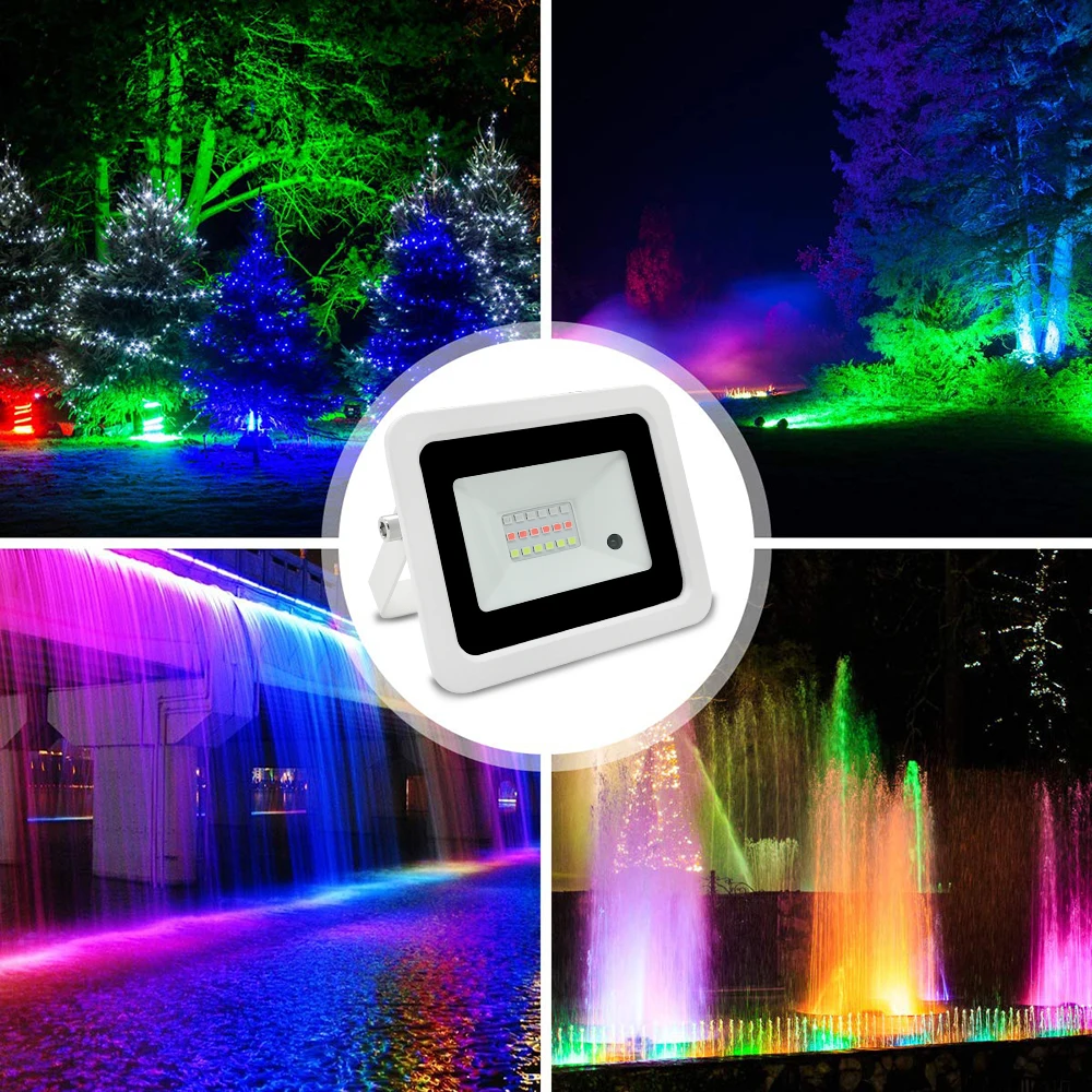 RGB Светодиодный прожектор 20 Вт 30 50 100 IP68 светильник уличный 220 В/110 В отражатель