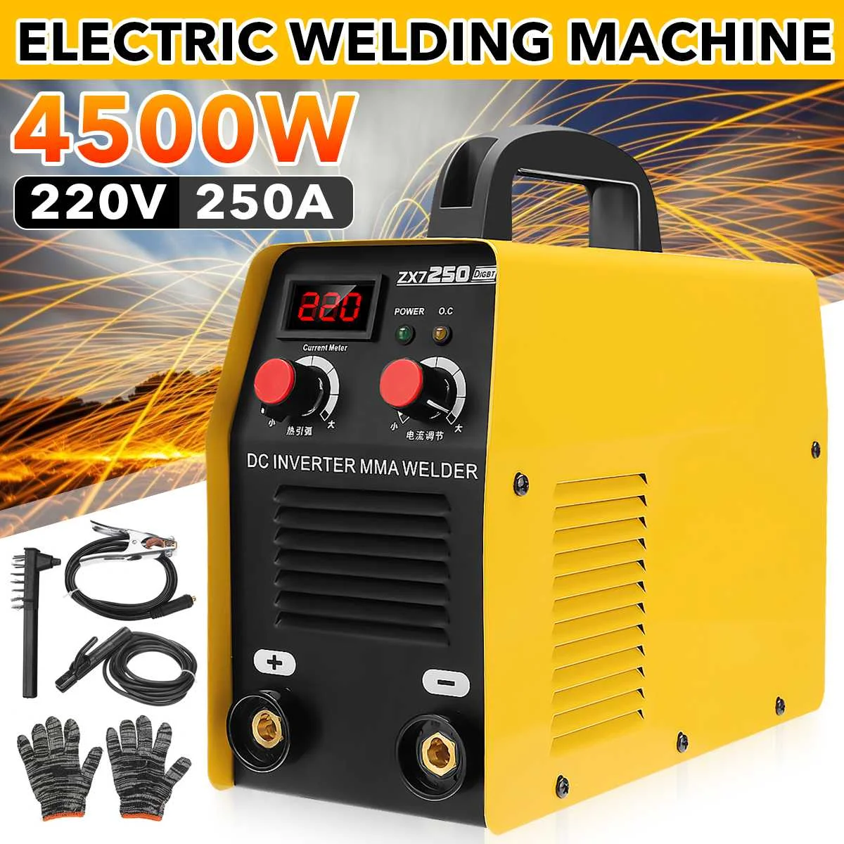 

ZX7-250 250A 4500W IGBT Inverter Arc Mini Electric Welding Machine 220V ARC MMA Stick Welder for DIY Welding Electric Working