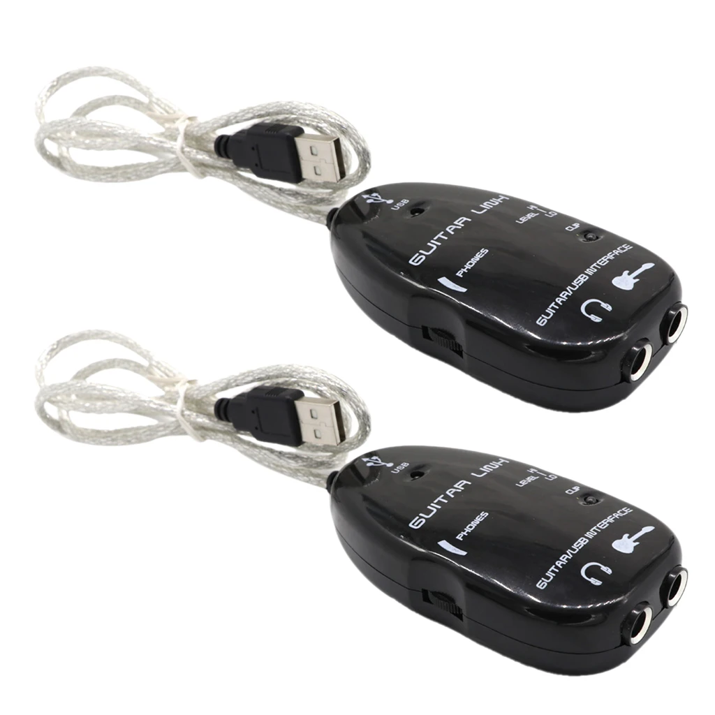 Набор из 2 USB гитарных разъемов с интерфейсом аудиокабель адаптер инструмент для