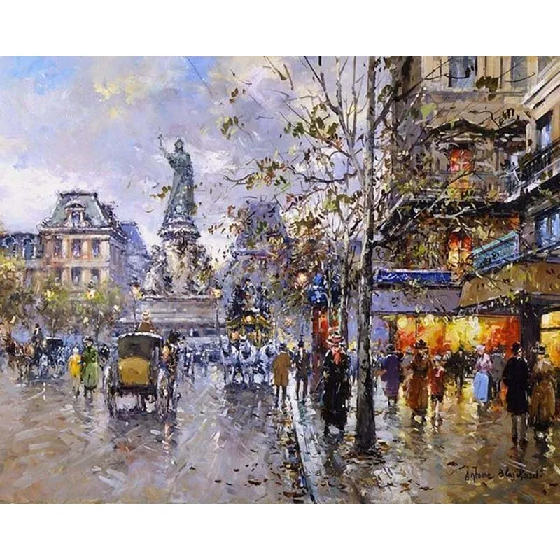 

City Landscape Oil Painting By Number 40x50 Framed On Canvas For Adults DIY Kits Acrylic Paints HandPainted Picture By Number