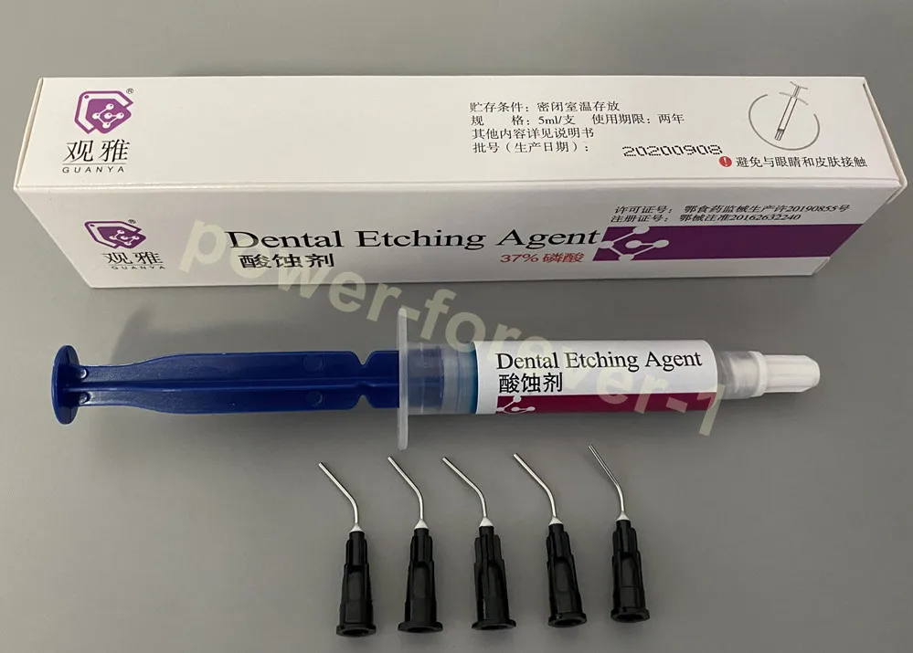 20Pieces Dental Blue Etch Acid Etching Gel Dentex Dentin Enamel 37% Dentex Delivery Tips Needle 5ML GuanYa