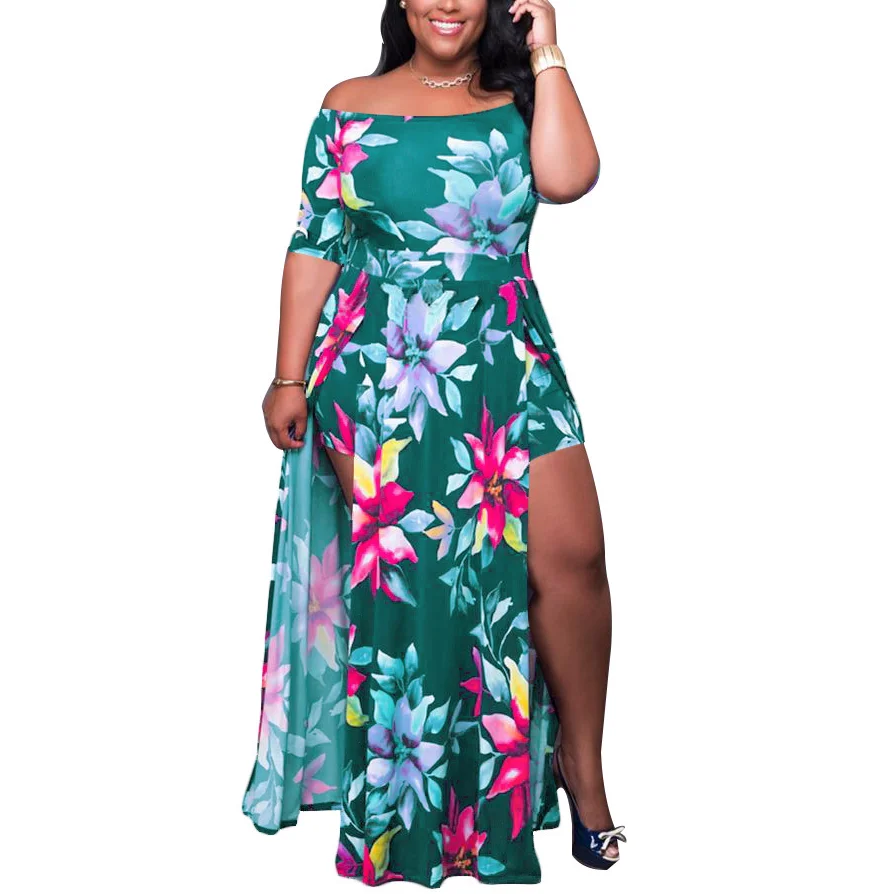 

2020 Women Bohemian Floral Dress Summer Party Beach Holiday Sleeveless Sexy Slim Fit Dresses Sundress Irregular Plus Size