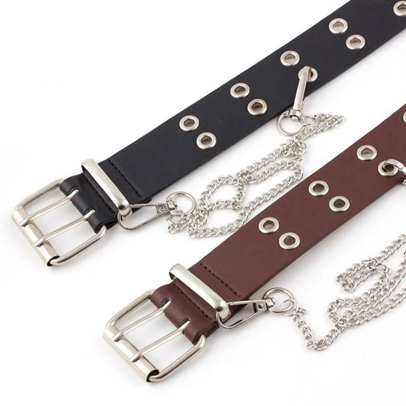 Женский ремень с двумя рядами белый прозрачный двойной пряжкой на талии