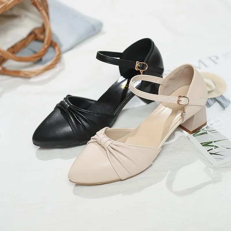 

2021 Fashion Peep Toe Women'S Square Heel Summer Shoes Female High Heel Woman Sandals