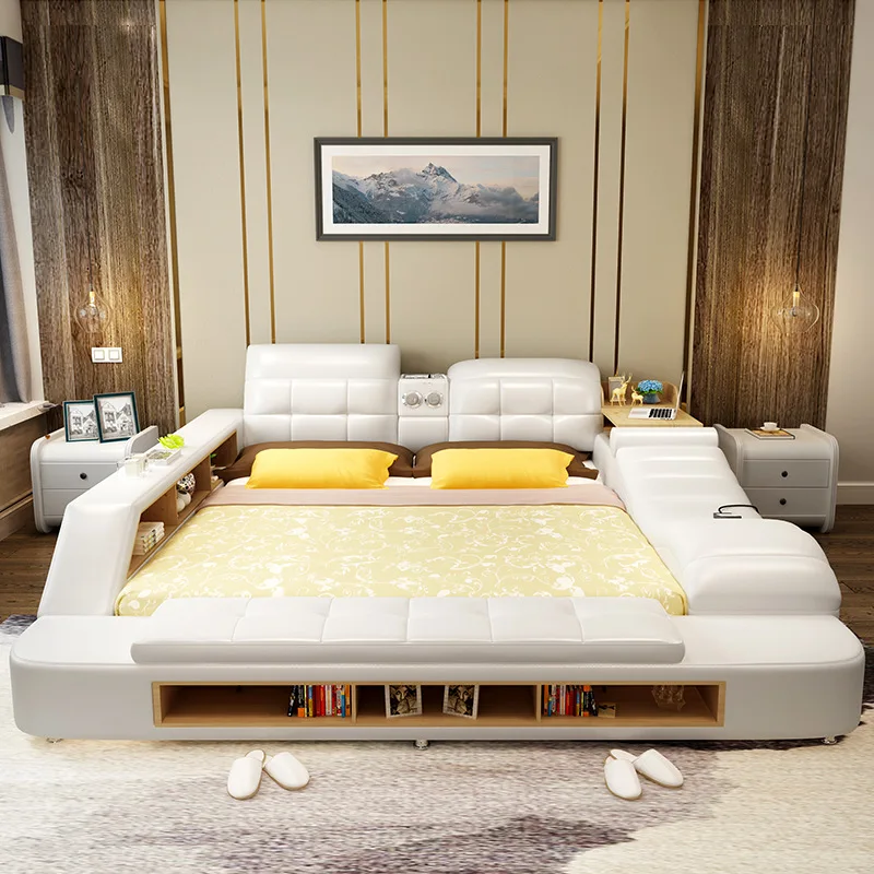 Умная оправа для кровати освещение سdormitdormitdormitdormitmuebles dormitorio из натуральной кожи